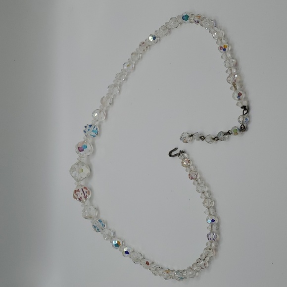 Vintage Faceted Graduated Glass Crystal Aurora Borealis Necklace & Earrings Set - Picture 7 of 7